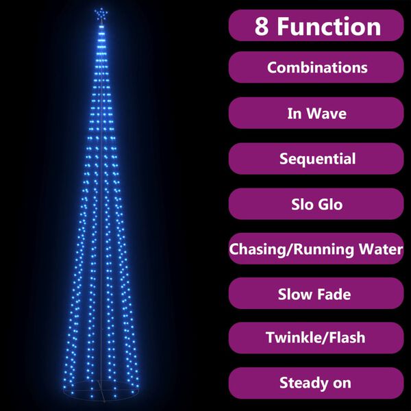 vidaXL Коледна елха конус, 752 сини LED, декорация, 160x500 см