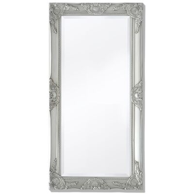 vidaXL Стенно огледало, бароков стил, 100x50 см, сребристо
