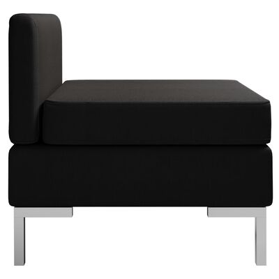 vidaXL Модулен среден диван с възглавница, текстил, черен