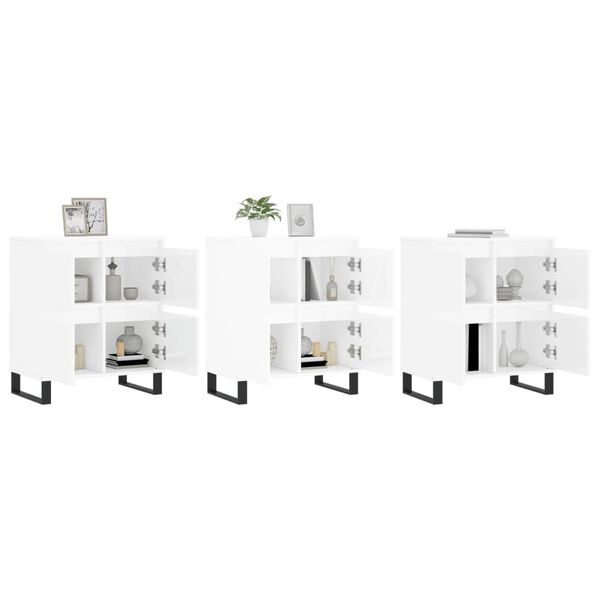 vidaXL Сайдборди, 3 бр, бял гланц, инженерно дърво