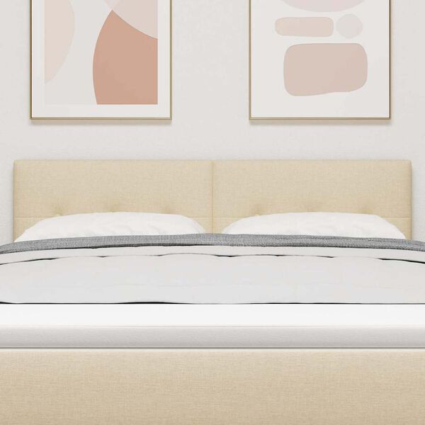 vidaXL LED глава с LED ленти с таблото Крем 160 cm текстил