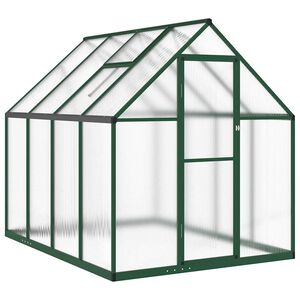 vidaXL Оранжерия с основа рамка зелен 224x169x195 см алуминий