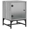 vidaXL Нощно шкафче със стъклена врата сив сонома 35x37x50 см