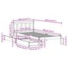 vidaXL Рамка за легло без матрак, бял, 75x190 см, борово дърво масив