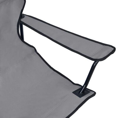 vidaXL 2-местен сгъваем къмпинг стол, стомана и плат, сив