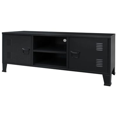 vidaXL ТВ шкаф в индустриален стил, 120x35x48 cм, черен