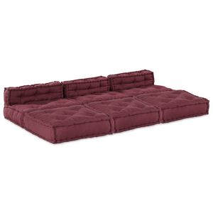 vidaXL Модулен диван Текстил Тъмен червен 210 x 140 x 56 см