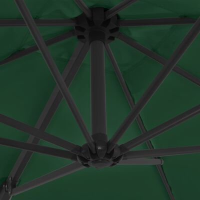 vidaXL Градински чадър чупещо рамо и стоманен прът 250x250 см зелен