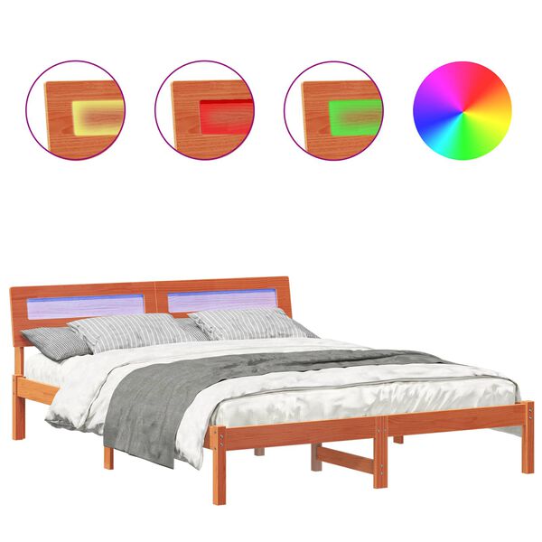 vidaXL Рамка за легло с таблото Кафяво с восъчно покритие 140 x 200 cm