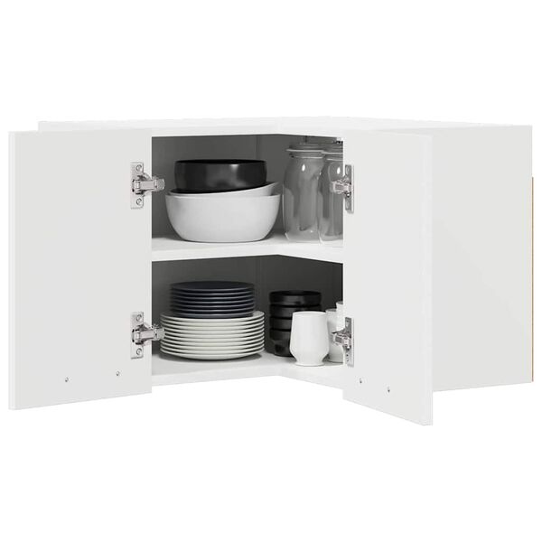 vidaXL Висящ шкаф със съхранение Бяло 57 x 57 x 40 см Инженерно дърво