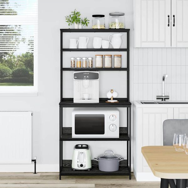 vidaXL Кухненски рафт Черния дъб 80 x 40 x 168 см Инженерно дърво