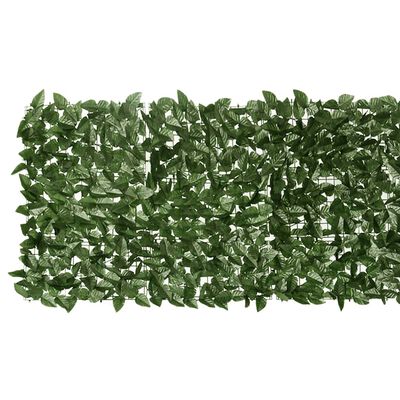 vidaXL Балконски параван с тъмнозелени листа, 500x75 см