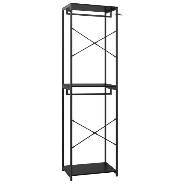 vidaXL Гардероб, черен, 60x40x213 см, метал и ПДЧ