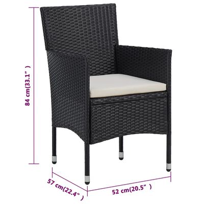 vidaXL Градински трапезни столове, 2 бр, полиратан, черни