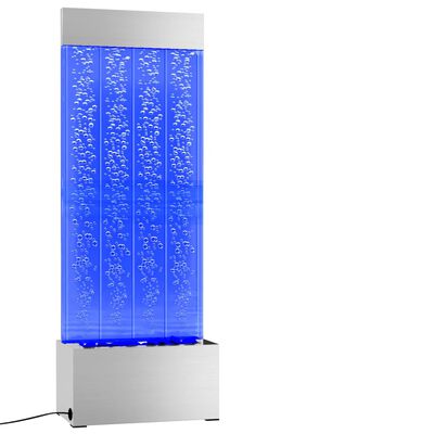 vidaXL Водна колона с мехурчета с RGB LED, стомана и акрил, 110 см