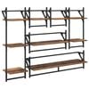 vidaXL Комплект стенни рафтове 6 pcs Старо дърво 100 x 25 x 30 cm