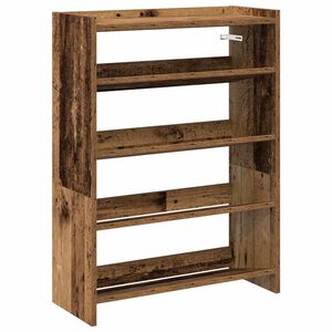 vidaXL Етажерка за обувки, старо дърво, 60x25x81 см, инженерно дърво