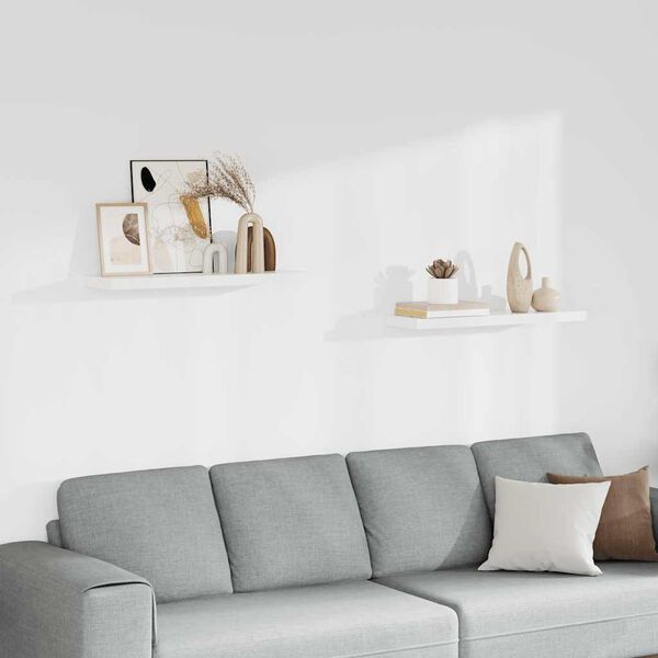 vidaXL Окачени стенни рафтове, 2 бр, бели, 80x23,5x3,8 см, МДФ