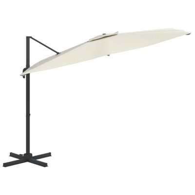 vidaXL Конзолен чадър с алуминиев прът, пясъчнобял, 300x300 см