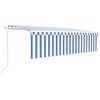 vidaXL Автоматична тента с щора LED сензор за вятър 5x3 м синьо и бяло