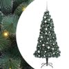 vidaXL Изкуствена осветена коледна елха с комплект топки Зелен 150 cm