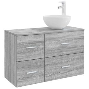 vidaXL Комплект мебели за баня 2 pcs Сив Сонома Инженерна дървесина