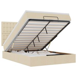 vidaXL Османска легло с матрак и LED, кремаво, 140x200 см, плат