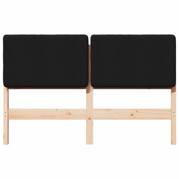 vidaXL Тапицирана табла Кафяв и черен 135 cm Солидно борово дърво