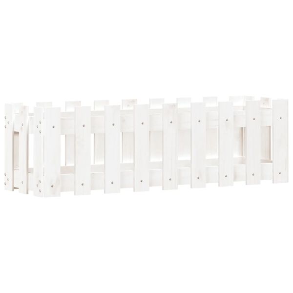 vidaXL Градинска леха с дизайн на ограда бяла 100x30x30 см бор масив