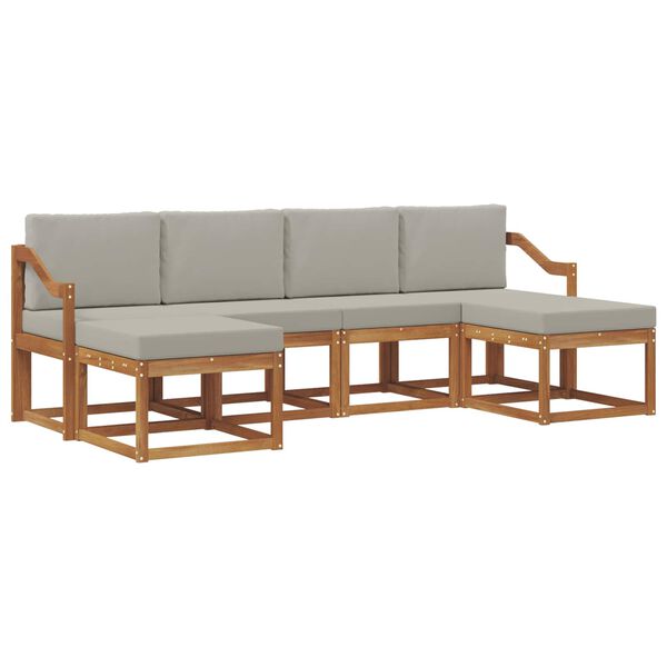 vidaXL Комплект дивани за открито 6 pcs Естествено и светло сиво