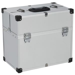 vidaXL Куфар за инструменти 38x22,5x34 см сребрист алуминий
