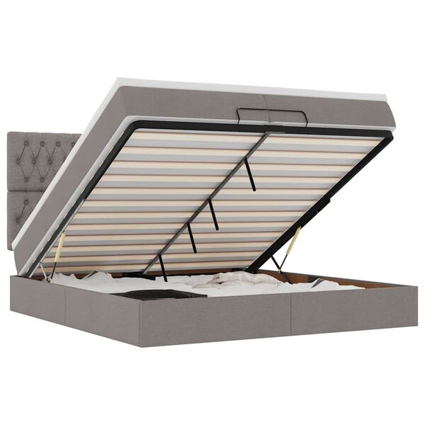 vidaXL Османска легло с матрак и LED, таупе, 200x200 см, плат