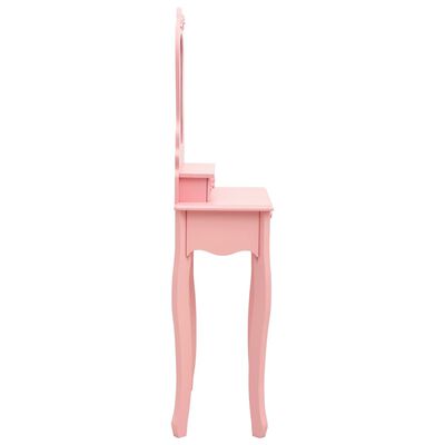 vidaXL Комплект тоалетка с табуретка, розов, 50x59x136 см, пауловния