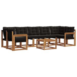 vidaXL Комплект дивани за открито 8 pcs Естествено и черно