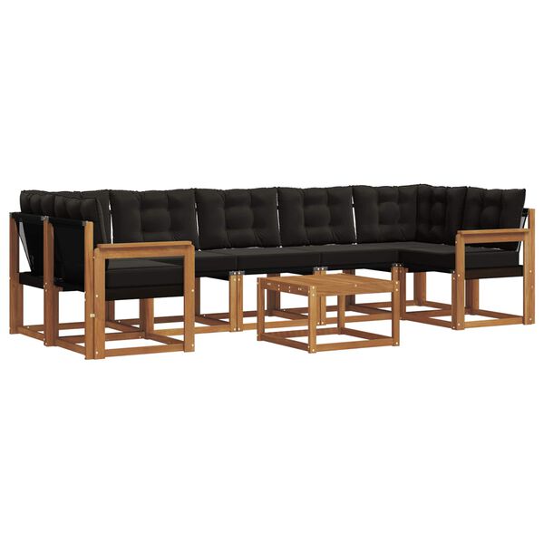vidaXL Комплект дивани за открито 8 pcs Естествено и черно