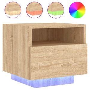 vidaXL Нощно шкафче с LED осветление, дъб сонома, 40x39x37 см