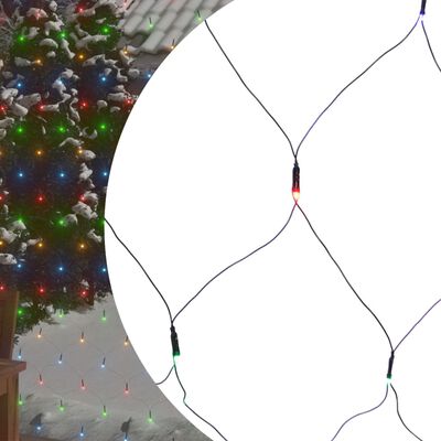 vidaXL Коледна светеща мрежа цветна 3x2 м 204 LED за закрито/открито