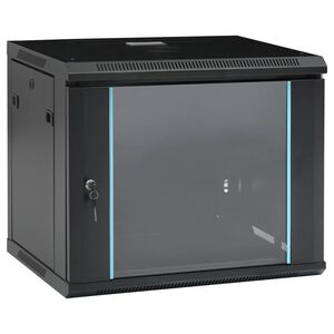 vidaXL 9U Сървърен шкаф за стенен монтаж, 19", IP20, 600x450x510 мм