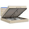 vidaXL Отоман с матрак и LED с LED ленти Кремаво 140 x 200 cm Текстил