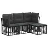 vidaXL Комплект дивани за открито с възглавница 4 pcs Черно Полиестер