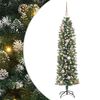 vidaXL Изкуствено Тънко Коледно Дърво Зелен и бял 150 cm