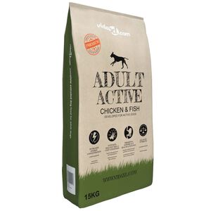 vidaXL Премиум храна за кучета Adult Active Chicken &amp; Fish 15 кг