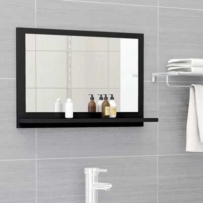 vidaXL Огледало за баня, черно, 60x10,5x37 см, ПДЧ