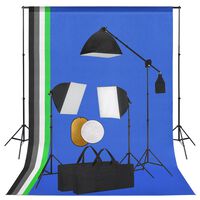 vidaXL Фотографски комплект за студио с лампи, фон и рефлектор