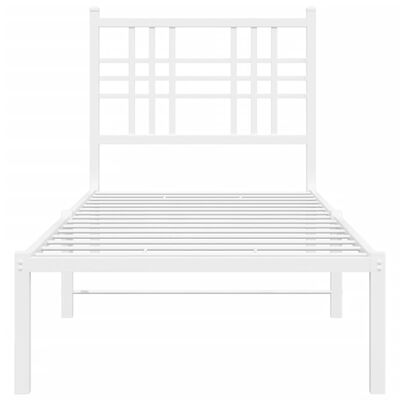 vidaXL Метална рамка за легло с горна табла, бяла, 80x200 см