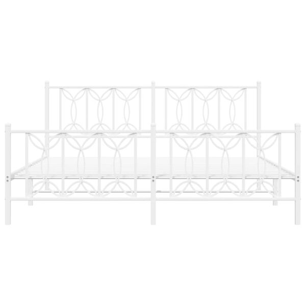 vidaXL Метална рамка за легло с горна и долна табла, бяла, 183x213 см