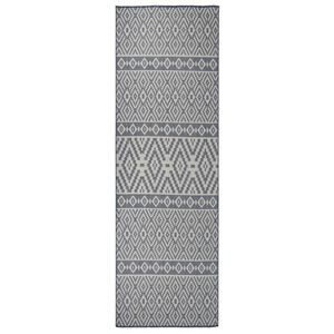 vidaXL Градински плоскотъкан килим, 80x250 см, сини шевици