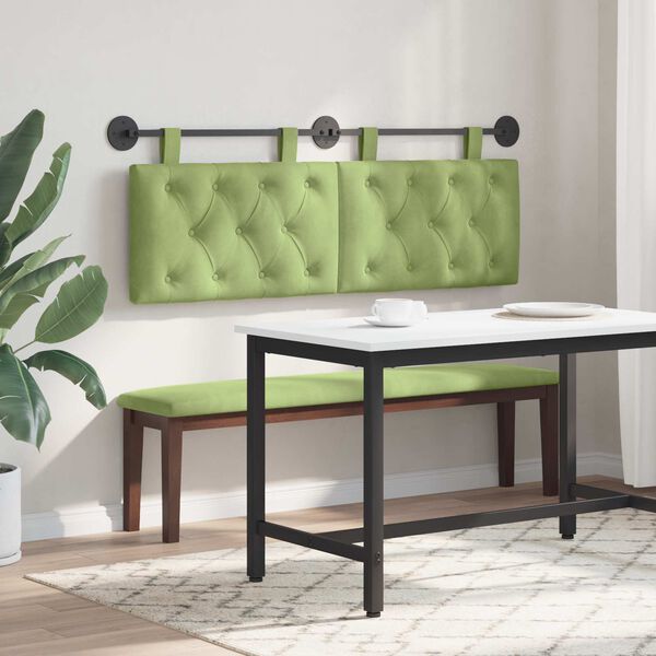 vidaXL Висяща табла Светло зелено 150 x 55 x 7 см Кадифе