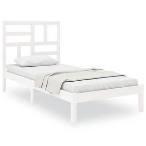 vidaXL Рамка за легло бяла масивно дърво 75x190 см Small Single
