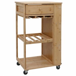vidaXL Кухненска количка с колела Естествен 47,5 x 36 x 83 см Бамбук